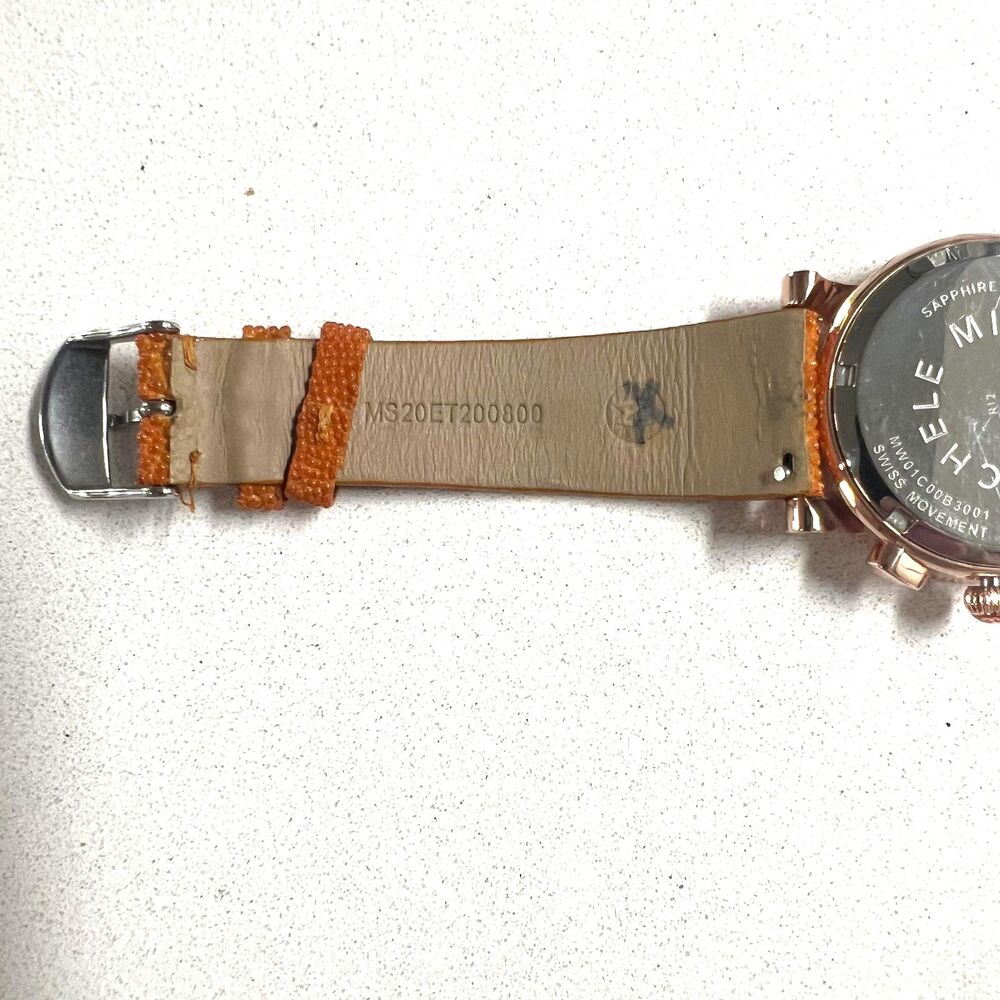 MICHELE Swiss Chronograph Watch Rose Gold Galuchat Stingray Strap - Picture 10 of 16